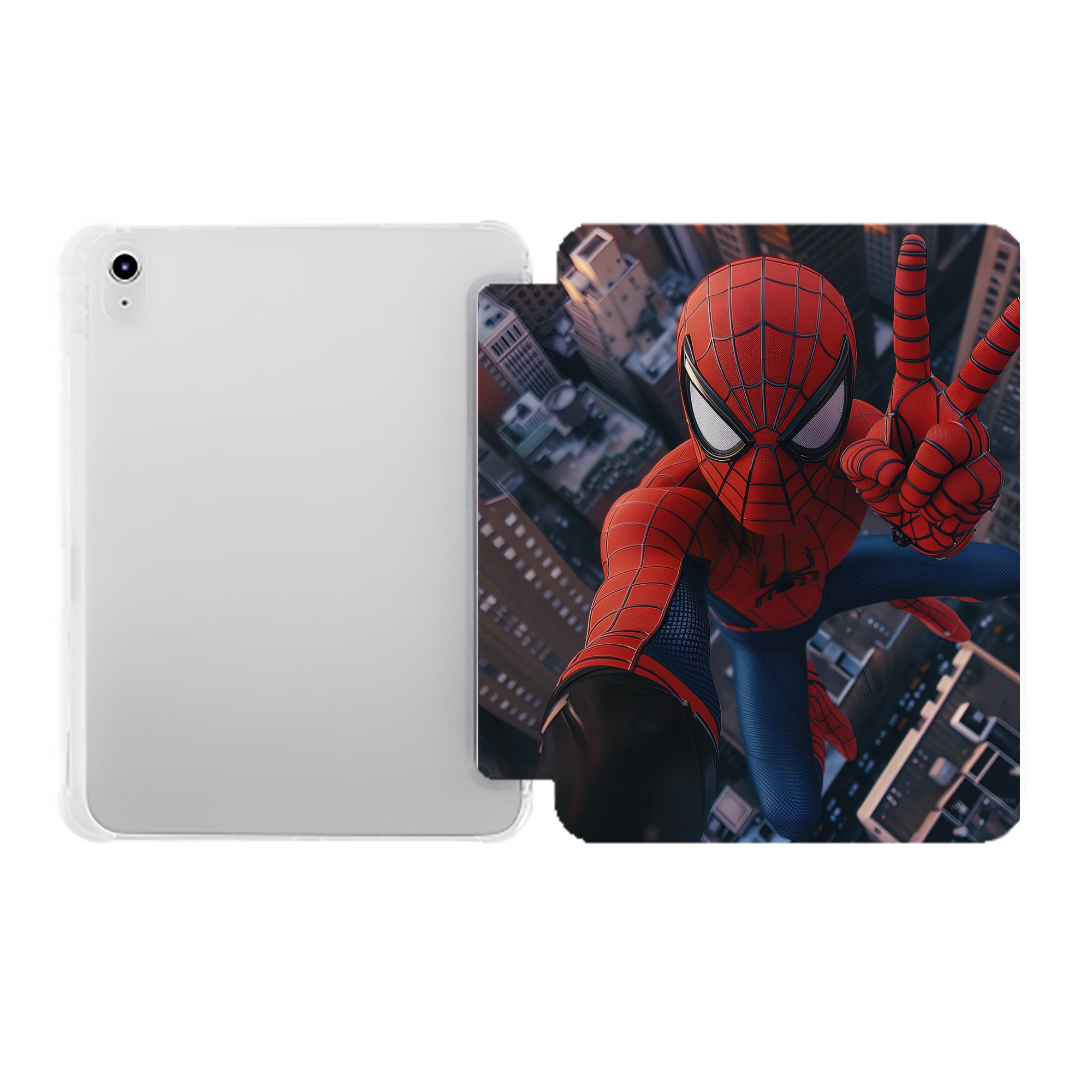 （画像用） Spider Man スパイダーマン IPad ケース ペン収納付き 三つ折りスタンド PUレザー×シリコン 対応機種9.5/10.5/10.9インチ